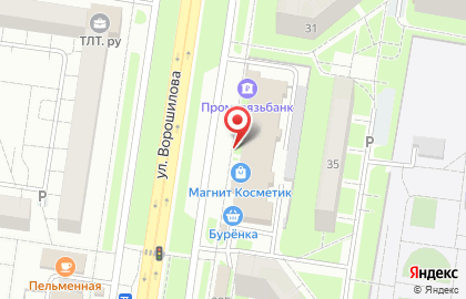 Автостоянка на ул. Ворошилова, 33Б на карте
