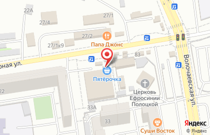 Магазин канцелярских товаров Кнопка в Октябрьском районе на карте