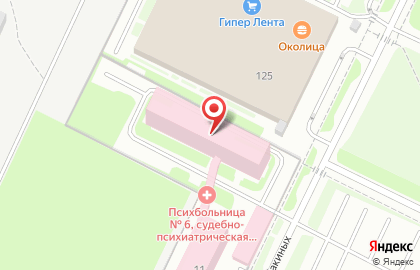 Городская психиатрическая больница №6 на улице Грибакиных на карте