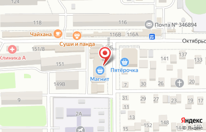 Супермаркет Магнит на Октябрьской улице на карте