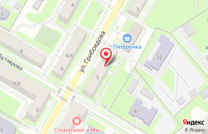 Южный на улице Грибоедова на карте