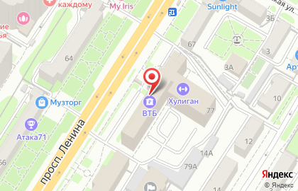 Банк ВТБ на проспекте Ленина, 77 на карте
