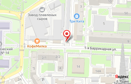Магазин Мясная точка на 1-ой Баррикадной улице на карте