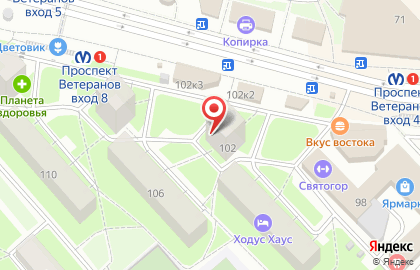 Зоомагазин PetShop.ru на проспекте Ветеранов на карте