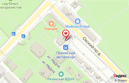 Автовокзал Приокский в Рязани на карте