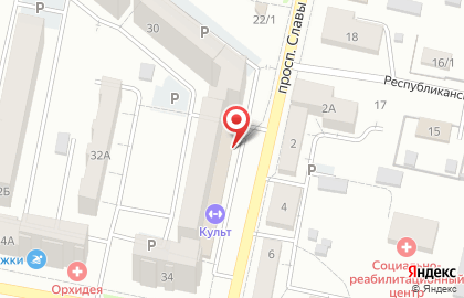 Супермаркет Метрополис на проспекте Славы на карте