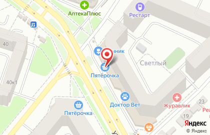 Универсам Пятёрочка на улице Новосёлов, 37 на карте