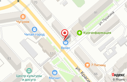 Фирменный магазин Велес на улице Красина на карте