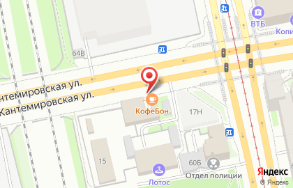 Кофейня КофеБон на Кантемировской улице на карте