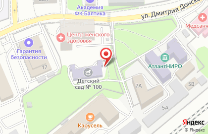 Детский сад №100 в переулке Дмитрия Донского на карте