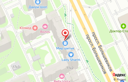 Магазин Мир шитья на проспекте Большевиков на карте
