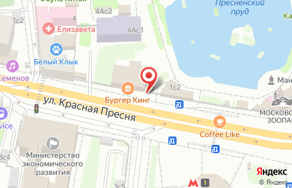 Ресторан быстрого питания KFC на улице Красная Пресня на карте