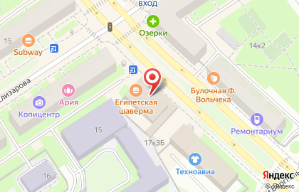 Кафе и киосков Стардогс на метро Елизаровская на карте
