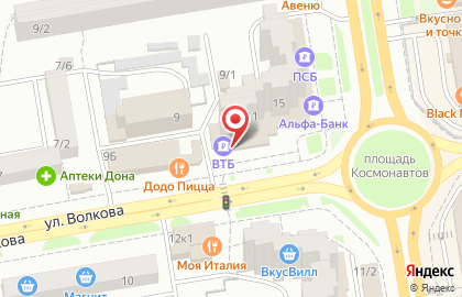 Банк ВТБ на улице Волкова на карте