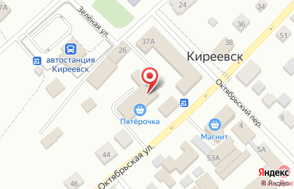 Дискаунтер Пятёрочка на Октябрьской улице в Киреевске на карте