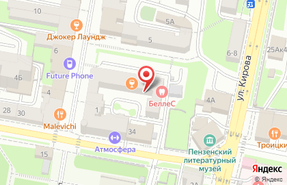 Банкомат Фиа-Банк, филиал в г. Пензе на Московской улице на карте