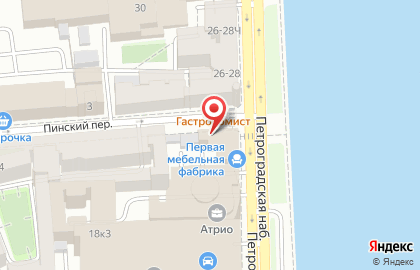 Первая мебельная фабрика на Петроградской набережной на карте