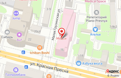 Аптечный пункт Медси на улице Красная Пресня на карте