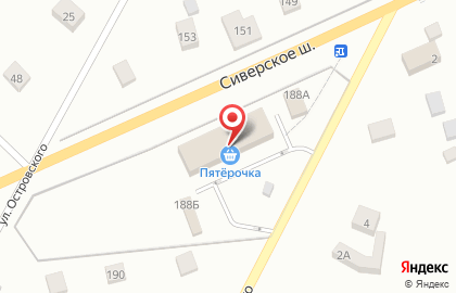 Супермаркет Пятёрочка на Сиверском шоссе на карте