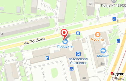 Продуктовый магазин в Засвияжском районе на карте
