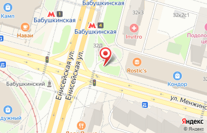 Киоск фастфудной продукции, Бабушкинский район на улице Менжинского на карте