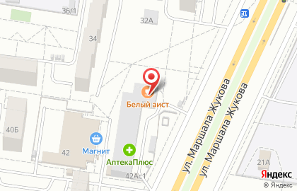 Кафе-бар Белый аист на улице Маршала Жукова на карте