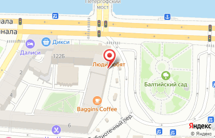 Салон продаж и обслуживания Теле2 на набережной Обводного канала на карте