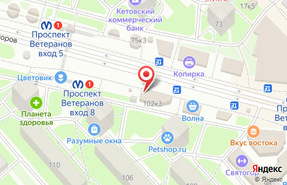 Магазин фастфудной продукции на проспекте Ветеранов на карте