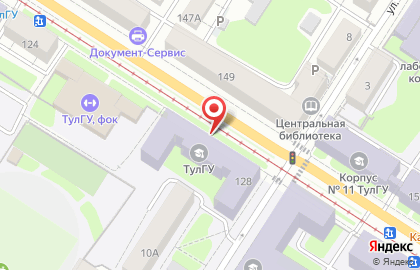 Тульский государственный университет на улице Болдина на карте