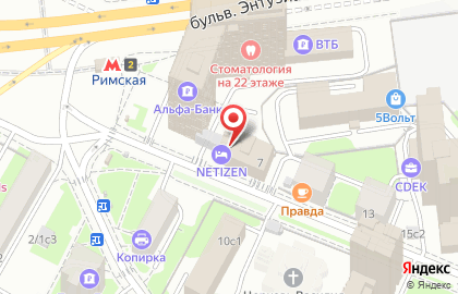 Хостел NETIZEN Moscow Rimskaya на карте