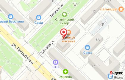 Магазин мясной продукции Сельский дворик на Тульской улице на карте