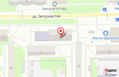 Аптека Планета Здоровья на улице Энтузиастов, 25 в Краснокамске на карте