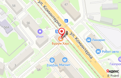 Киоск фастфудной продукции Бурум Хаус на улице Коминтерна на карте