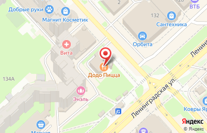Пиццерия Додо Пицца на улице Ленинградской на карте