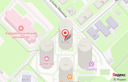 Атос на улице Кузьмы Минина на карте