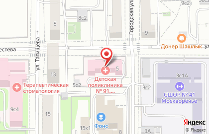 Детская городская поликлиника №91 на Лестева на карте