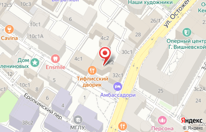 Ресторан Тифлисский дворик на улице Остоженка на карте