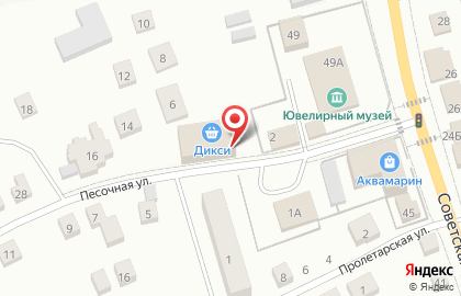 Супермаркет Дикси на Песочной улице на карте