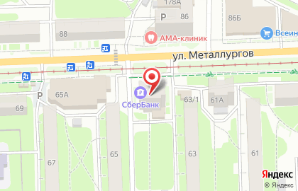 Банкомат Среднерусский банк Сбербанка России, Тульское отделение на улице Металлургов, 63а на карте