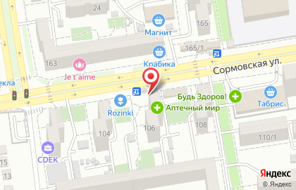 Продовольственный магазин на Сормовской улице на карте