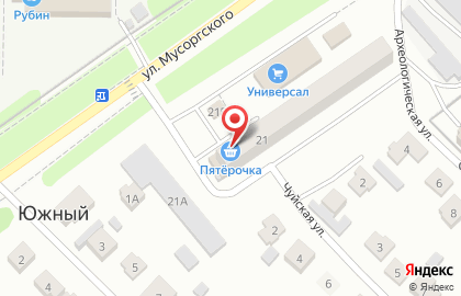 Супермаркет Пятерочка на улице Мусоргского на карте