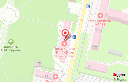 Поликлиника №1 Городская клиническая больница им. С.Н. Гринберга в Закамске на карте