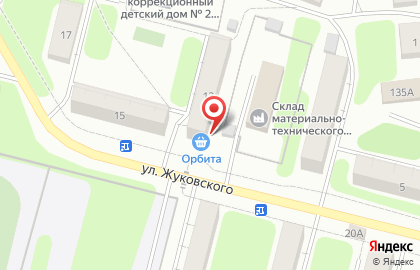 Продовольственный магазин Орбита на улице Жуковского на карте