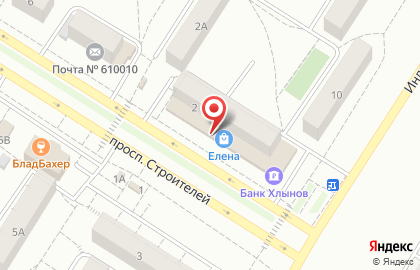 Продуктовый магазин Снежана на проспекте Строителей на карте