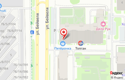 Супермаркет Пятерочка на улице Бейвеля, 22 на карте