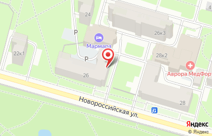 Общежитие, СПбГЛТУ им. С.М. Кирова на Новороссийской улице на карте
