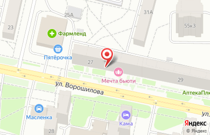 Массажный салон Мечта Бьюти на улице Ворошилова на карте