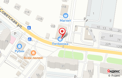 Супермаркет Пятёрочка на Советской улице на карте