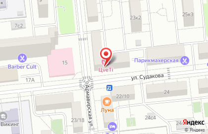 Очаг на улице Судакова на карте