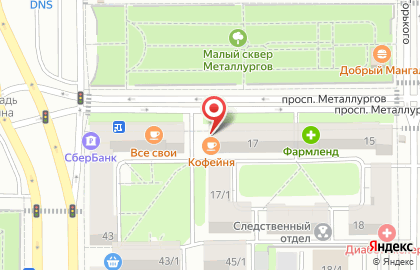 Кофейня Coffeecheckin на проспекте Металлургов на карте